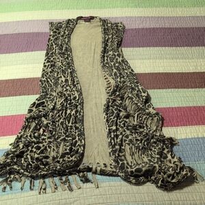 Rock & Roll Cowgirl Beige Animal Print Vest